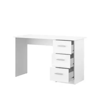 Bureau droit 3 tiroirs - Panneaux de particules - Décor Blanc - Scand