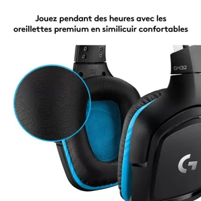 Casque PC Logitech G432 7.1 Surround Sound Wired Gaming Headset - PU