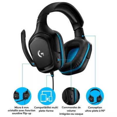 Casque PC Logitech G432 7.1 Surround Sound Wired Gaming Headset - PU