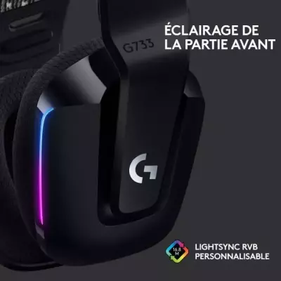 Casque gamer - Sans fil - LOGITECH G - G733 LIGHTSPEED - Noir