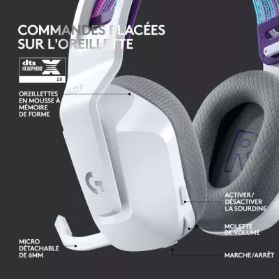 Casque PC Logitech G733 LIGHTSPEED Blanc