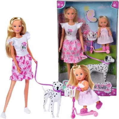 Steffi Love poupée dalmatien + Evi Love - 2 poupées 29 et 12 cm - 2