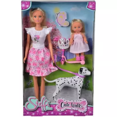 Steffi Love poupée dalmatien + Evi Love - 2 poupées 29 et 12 cm - 2