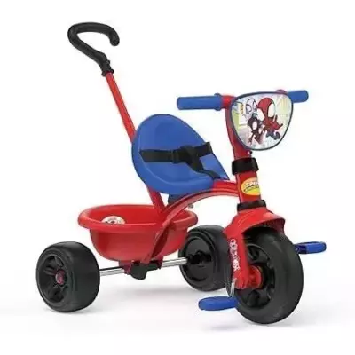 Smoby - Tricycle Be Fun - Spidey - Evolutif de 15 mois a 3 ans - Canne