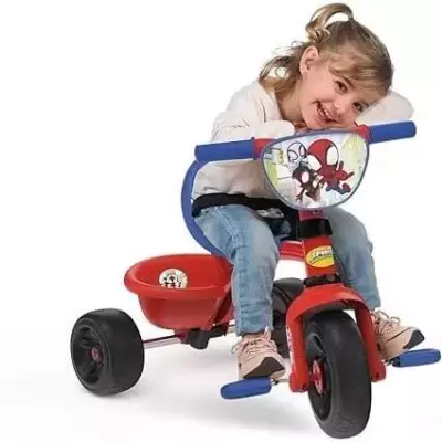 Smoby - Tricycle Be Fun - Spidey - Evolutif de 15 mois a 3 ans - Canne