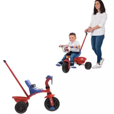 Smoby - Tricycle Be Fun - Spidey - Evolutif de 15 mois a 3 ans - Canne