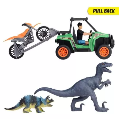 Coffret Chasseur de Dinosaures - Dickie - 1 Figurine Articulée et 2 D