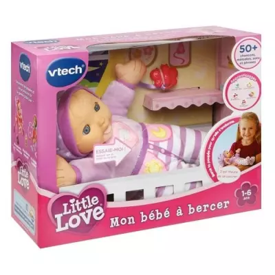 VTECH - Little Love - Mon Bébé a Bercer - Poupée Interactive Rose -