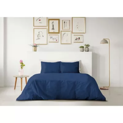 PARURE DE COUETTE LOVELY HOME - 240x260 cm - 100% COTON - BLEU