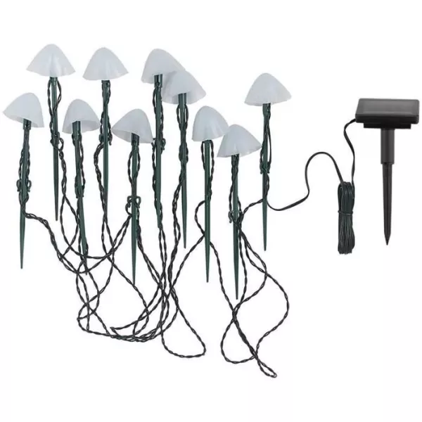 10 mini-champignons lumineux solaires a piquer - LUMISKY - CHAMPY - 3.8 m - Balisage allée - LED blanc chaud