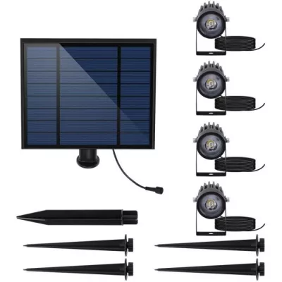 Quatre spots solaires 4 en 1 a piquer ou a fixer - LUMISKY - ROUNDY -