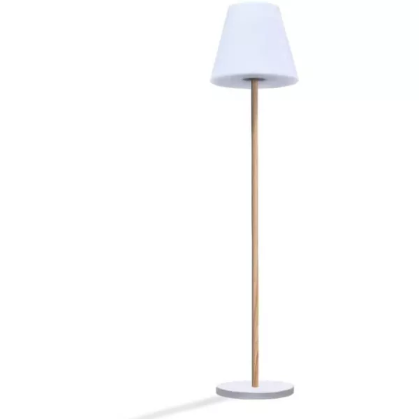 Lampe de table solaire et rechargeable - LUMISKY - STANDY MINI WOOD SOLAR - H25 cm - LED blanc chaud et blanc dimmable