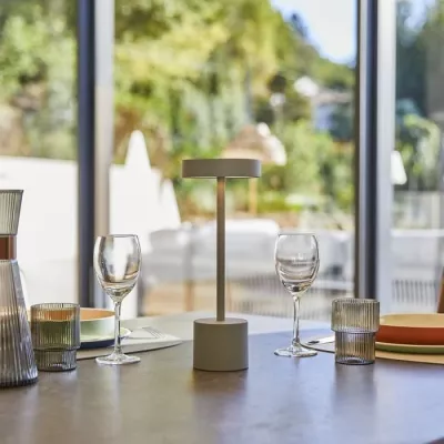 Lampe de table sans fil - LUMISKY - ROBY GREY - H30 cm - Touch en alum