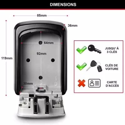 MASTER LOCK Boite a clés sécurisée [Medium] [Fixation murale] - 540