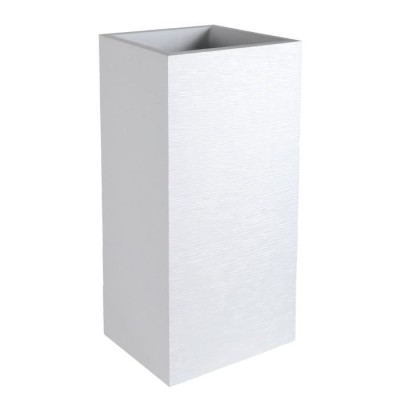 Pot de fleurs carré Graphit - 39,5 x 39,5 x H 80 cm - Blanc cérusé