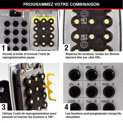 Boite a clés sécurisée - MASTER LOCK - Boutons Poussoirs - Avec Ans