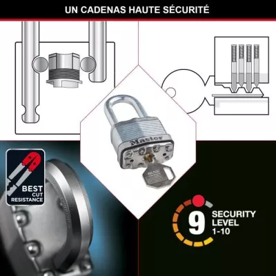 Cadenas Haute Sécurité - MASTER LOCK - M115EURTRILF - A Clé - Acier