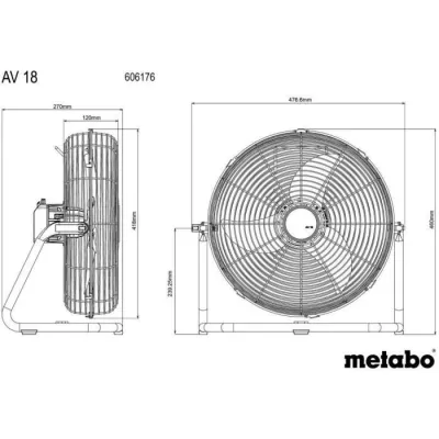 Ventilateur sans fil - METABO - AV 18 - 18 V - Carton