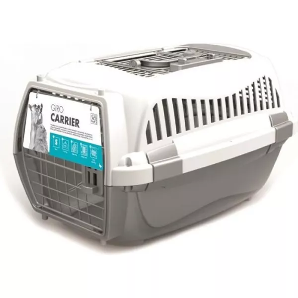 MPETS Cage de transport - Pour chien - M - Gris et blanc