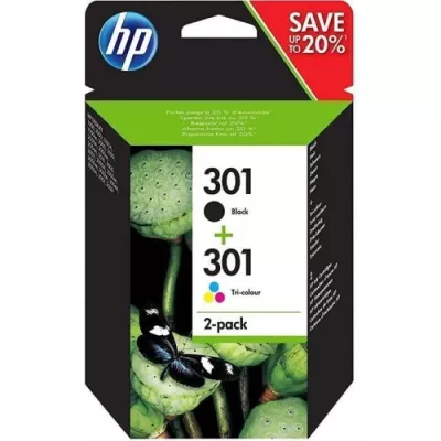 HP 301 pack de 2 cartouches d'encre noir/trois couleurs authentiques