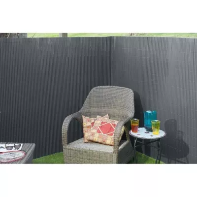 Canisse double face PVC gris anthracite - 1 x 3 m - 100% occultant - 1