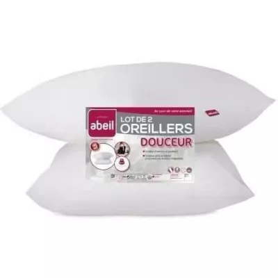 Oreillers Douceur ABEIL - Lot de 2 - 60x60 cm Blanc