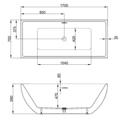 OCEANIC Mayã self-supporting ilot bath tub - Acrylic - Push Bond