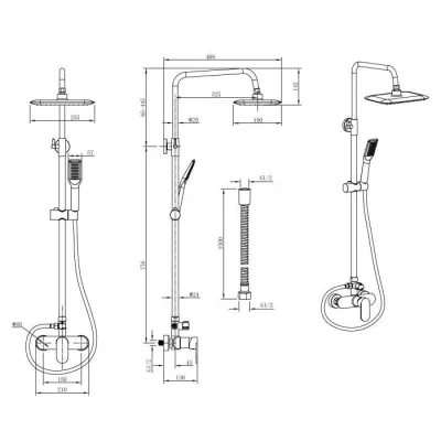 Colonne de douche OCEANIC - Mitigeur mécanique - Pomme haute rectangl