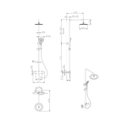 Colonne de douche OCEANIC - Mitigeur thermostatique - Pomme haute rond