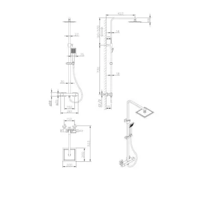 Colonne de douche OCEANIC - Mitigeur thermostatique - Pomme haute carr