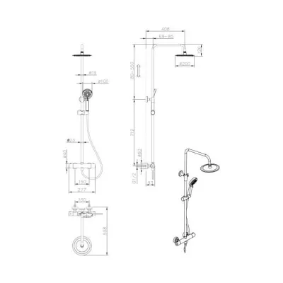 Colonne de douche OCEANIC - Mitigeur thermostatique - Pomme haute rond