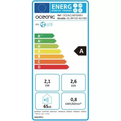 Climatiseur mobile OCEANIC - 7000 BTU - 2050W - Déshumidificateur - P