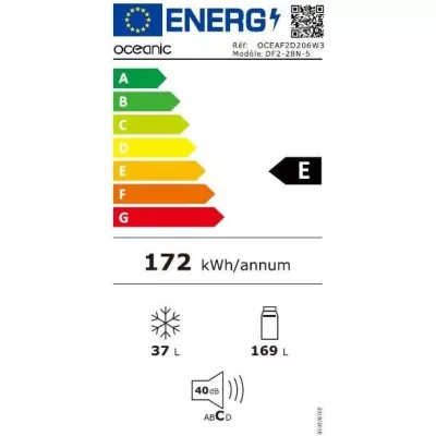 Réfrigérateur + Congélateur OCEANIC OCEAF2D206W3 - 2 Portes - 206L