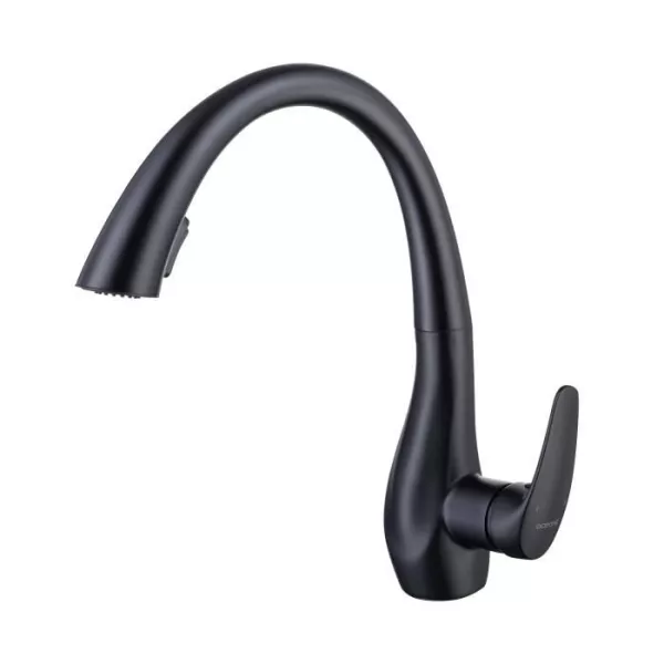 Cusine tap - Mechanical mixer - matt black - 360 ° rotary - 2 jets - oceanic - with extractable shower