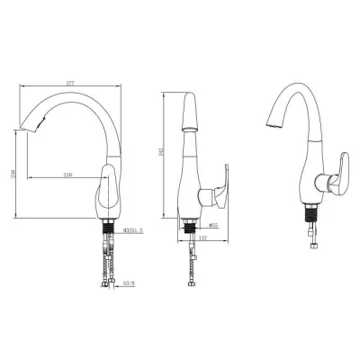 Cusine tap - Mechanical mixer - matt black - 360 ° rotary - 2 jets -