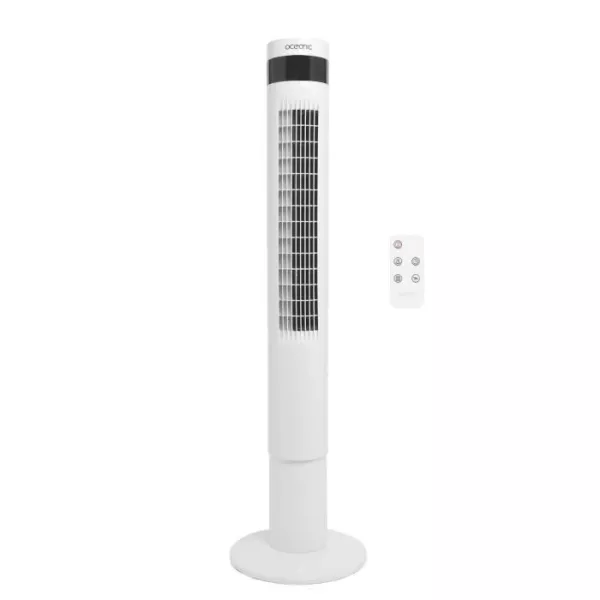 Ventilateur colonne OCEANIC - 50W - Hauteur 110 cm - Oscillation automatique - Télécommande - Minuterie - Blanc