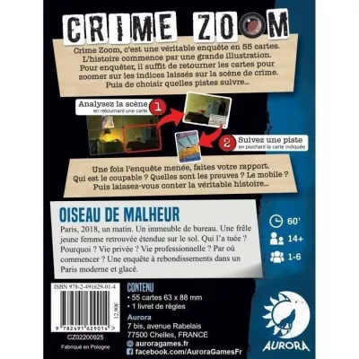 Plongez dans l'enquête avec Crime Zoom : Oiseau de Malheur - Asmodee!