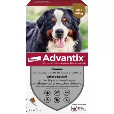 ADVANTIX Chien 40-60kg: Solution Antiparasitaire 6 pipettes