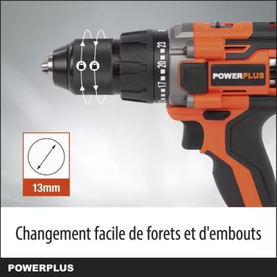 Perceuse visseuse sans fil 20V 50Nm - DUAL POWER POWDP15100 - Livrée