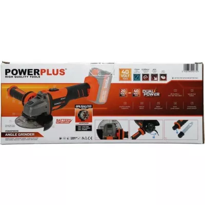 Wireless corner grinder 40V 125mm Brusless - Dual Power Powdp35170 - D