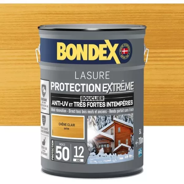 Lasure pour bois protection extreme 12 ans chene clair 5L Bondex