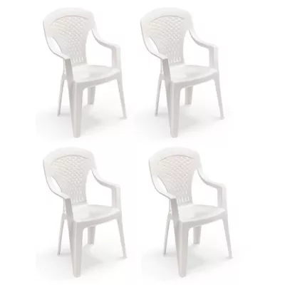 Lot de 4 Fauteuils de jardin monobloc empilable Capri - 56 x 58 x 90 c