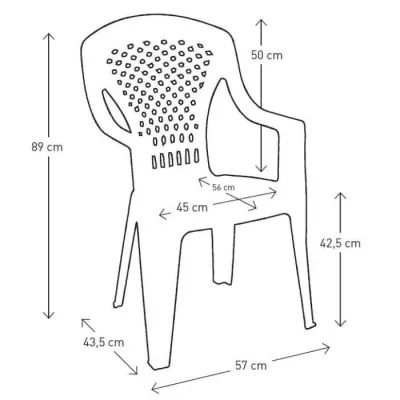 Lot de 4 Fauteuils de jardin monobloc empilable Capri - 56 x 58 x 90 c