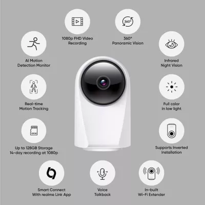 Caméra de surveillance REAL ME SMART - Vision a 360° - Infrarouge -