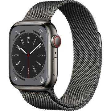Apple Watch Series 8 GPS + Cellular - 41mm - Boîtier Graphite Stainless Steel - Bracelet Graphite Milanese LoopWS8CELL41GRGRprib