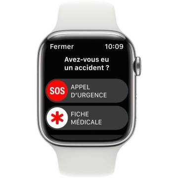 Apple Watch Series 8 GPS + Cellular - 45mm - Boîtier Silver Stainless Steel - Bracelet White Sport Band - RegularWS8CELL45SWHpri