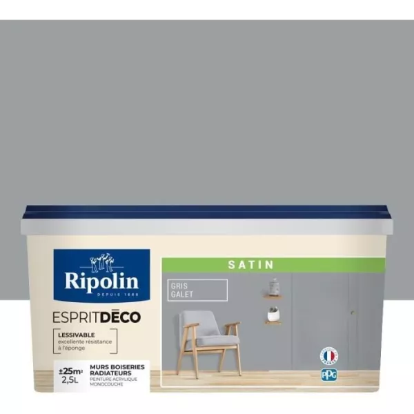 RIPOLIN ESPRIT DECO MULTI SUPPORTS GALET  satin 2,5L