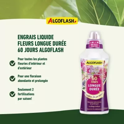 Engrais Fleurs - ALGOFLASH NATURASOL - 60 jours de durée - 750 mL