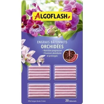 Engrais pour orchidées ALGOFLASH: 20 bâtonnets - Action 3 mois