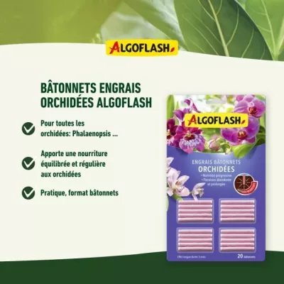 Engrais pour orchidées ALGOFLASH: 20 bâtonnets - Action 3 mois